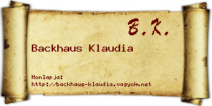 Backhaus Klaudia névjegykártya